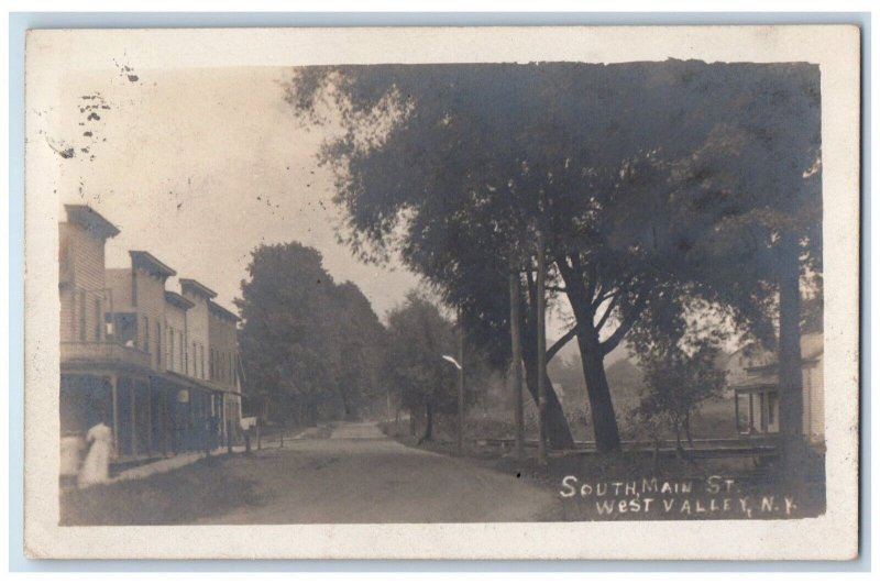 1909 South Main Street View West Valley NY, Cattaraugus RPPC Photo Postcard 