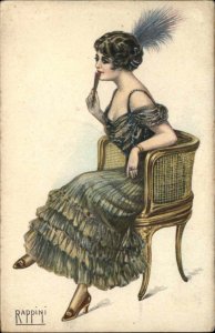 Rappini Art Deco Beautiful Woman 1920s Fashion Vintage Postcard