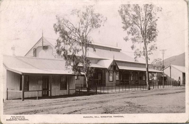 south africa, BARBERTON TRANSVAAL, Municipal Hall (1909) RPPC