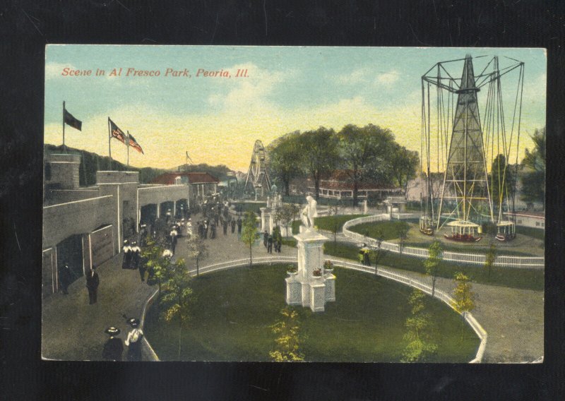 PEORIA ILLINOIS AL FRESCO AMUSEMENT PARK VINTAGE POSTCARD CARLISLE PA. 1916