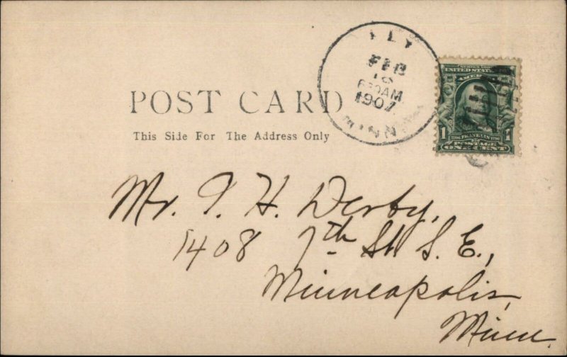 Ely MN High School 1907 Used Real Photo Postcard