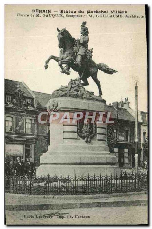 Postcard Old Denain Statue du Marechal Villars