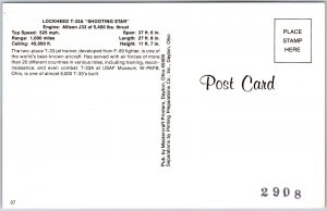 Lockheed T-33A Shooting Star World's Best Known Aircraft Postcard