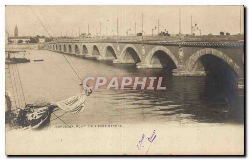 Postcard Old Stone Bridge Bordeaux Bastide