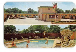 Columbus Mississippi MS Postcard 1962 Plaza Motel Swimming Pool View