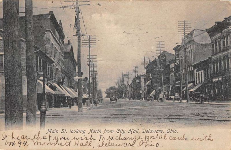 Delaware Ohio Main Street Looking North Vintage Postcard AA46304