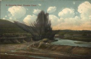 Panama Canal Zone Construction Dynamite Blast c1910 Postcard