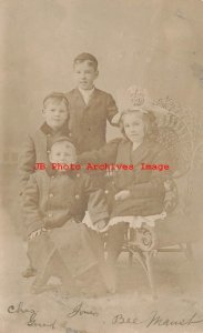 PA, Lock Haven, Pennsylvania, RPPC, Studio Shot, Four Maust Children in Coats