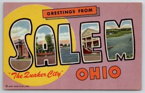 Salem Ohio Scenic Large Letter Greeting OH Linen Postcard M22