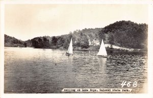 J72/ Lake Hope Park Zaleski Ohio RPPC Postcard c1940 Sailboats Sailing 139