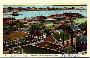 Massachusetts Nantucket Panoramic View Nantucket Harbor 1955 Curteich