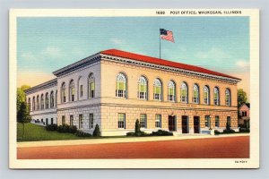 1930's Waukegan IL Illinois U S Post Office Postcard