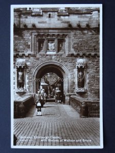 Scotland Edinburgh Castle Gateway STATUES of WALLACE & BRUCE c1926 RP Postcard