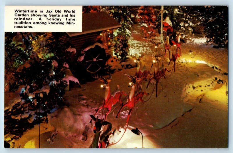 Minneapolis Minnesota MN Postcard Jax Cafe Wintertime Jax Old World Garden 1960