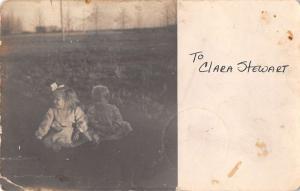 Bowbells North Dakota Babies Children in Park Real Photo Antique PC J44036