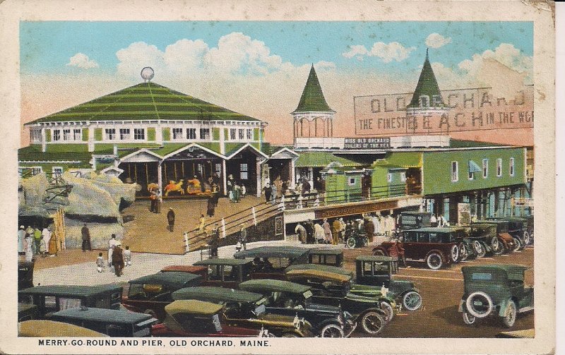 AMUSEMENT PARK, Carousel, Old Orchard Beach ME, 1920's, Cars, Merry-Go-Round
