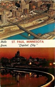 MN, Saint Paul, Minnesota, Multi View, Skyline Night and Day, Dexter No. 57112-B