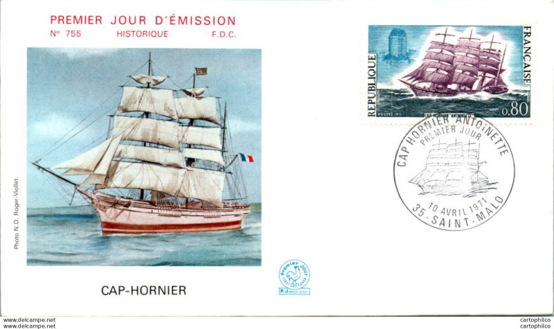 FDC France Cap Hornier Saint Malo 19071 Bateau Voilier