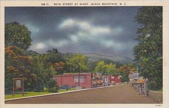 North Carolina Black Mountain Main Street At Night