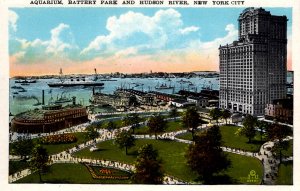 New York - Aquarium, Battery Park & Hudson River - New York City - c1920
