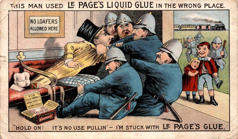 Advertising Le Page's Liquid Glue Police Cops c1909 Antique Postcard F13