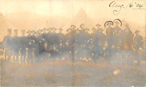 LARGE GROUP OF UNITED STATES MILITARY SOLDIERS-1904 REAL PHOTO POSTCARD