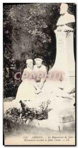 Old Postcard Amiens Monument From Jules Verne