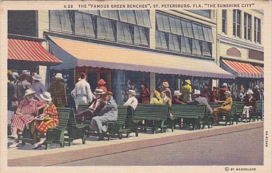 Florida Saint Petersburg The Famous Green Benches 1942