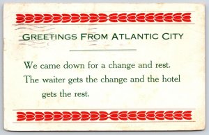 1913 Greetings From Atlantic City New Jersey NJ We Came Down Posted Postcard