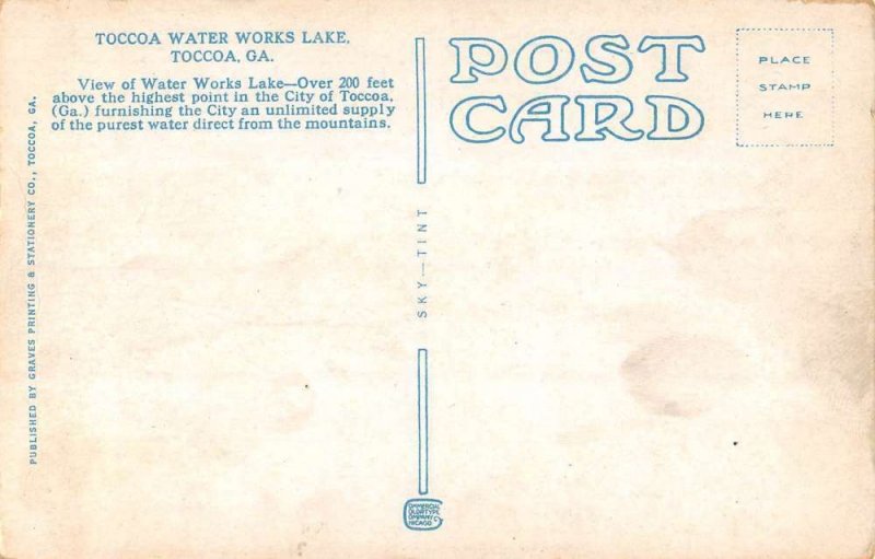 Toccoa Georgia man in boat Toccoa Water Works Lake antique pc ZD549466