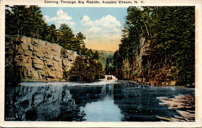 Coming Through Big Rapids, Ausable Chasm, NY Postcard F22