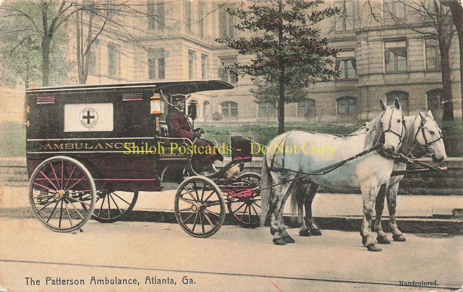 PATTERSON AMBULANCE Horse Drawn Black Americana Atlanta GA 1907