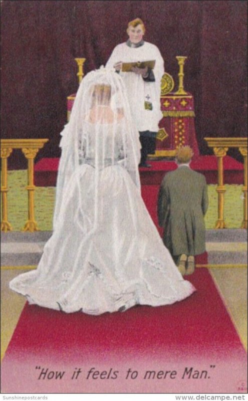 Bamforth Humour Couple At Altar How It Feels To Mere Man 1910