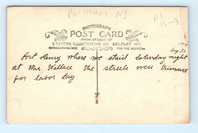 Rppc Port Henry NY Truck Gas Station Hotel New York Real Photo Postcard