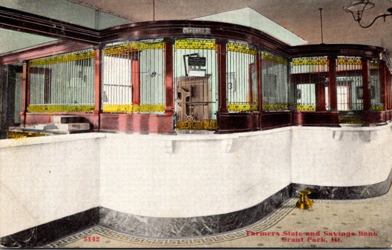 Illinois Grant Park Farmers State and Savings Bank Interior 1909