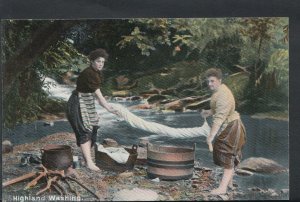 Scottish Postcard - Domestic Life - Highland Washing     RS5047