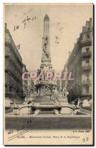 Postcard Old Lyon Place Carnot Monument of the Republic