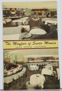 Santa Monica California The Mayfair Fine Foods and Liquors Linen Postcard K6