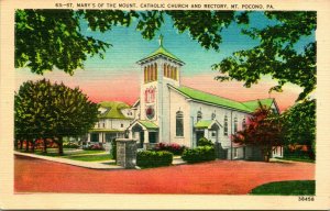 Vtg Linen Postcard - Pocono Pennsylvania PA - St. Mary's of the Mount Church