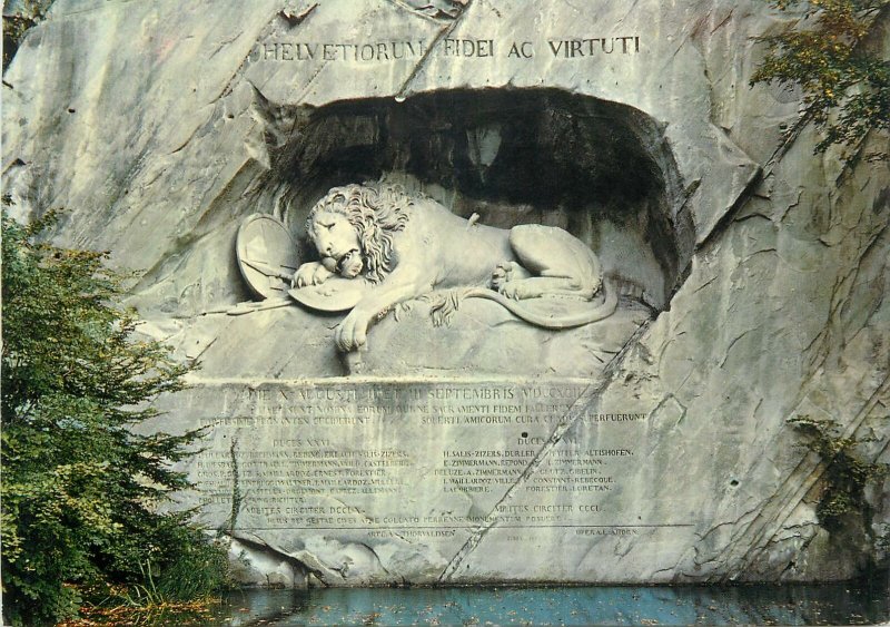 Postcard Switzerland Luzern Lowendenkmal lion sculpture