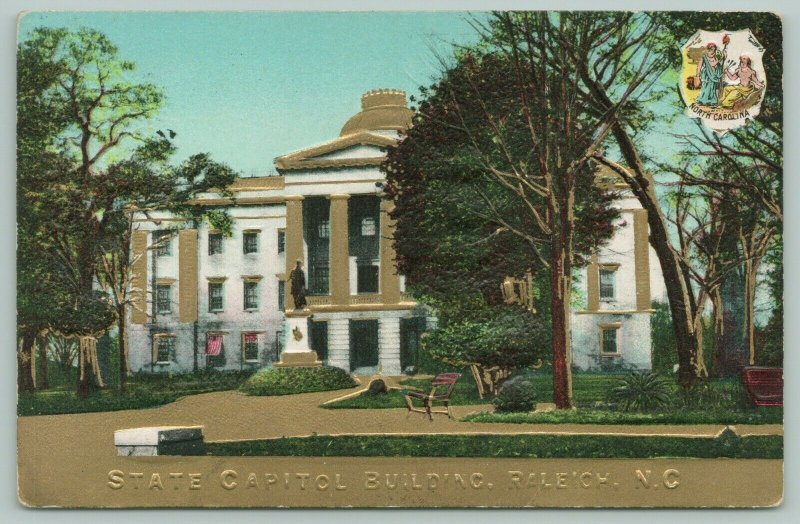 Raleigh North Carolina~State Capitol~State Seal~c1910 Postcard 