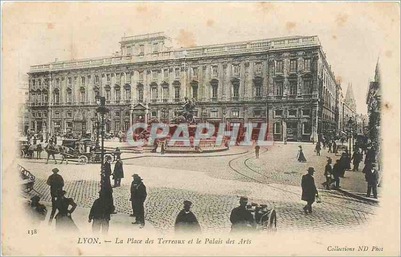 Old Postcard Lyon Bellecour Square and the Palace of Arts