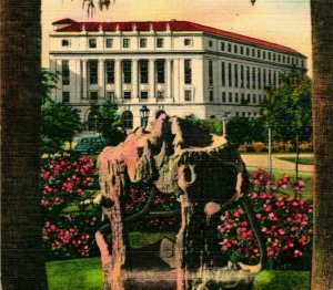 Vtg Linen Postcard San Antonio Texas TX US Post Office From Plaza Unused UNP