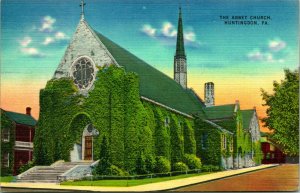 Vtg Linen Postcard Pennsylvania PA Huntingdon - The Abbey Church - Unused