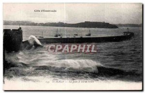 Old Postcard Cote d'Emeraude Saint Malo La Jetee at high tide