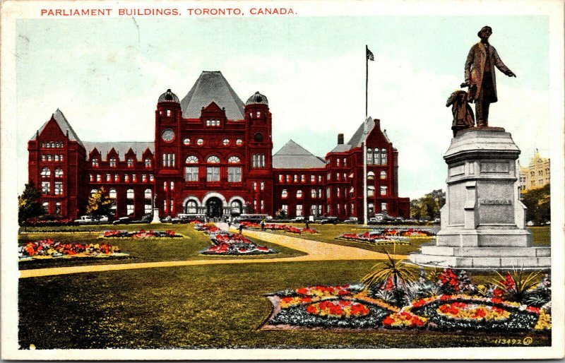 Vtg 1920s Parliament Buildings Sir A John Macdonald Statue Toronto Postcard