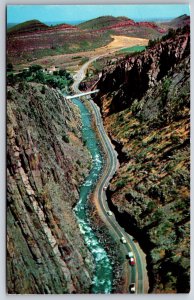 Loveland Colorado~Air View Big Thompson Canyon & Hwy~Vintage Postcard
