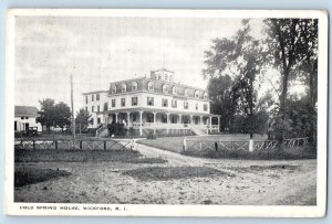 1927 Cold Spring House Building Terrace Dirt Road Wickford Rhode Island Postcard