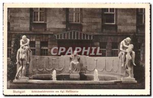 Old Postcard Stuttgart Schicksalsbrunnen am Kgl Hofttheater