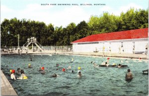 South Park Swimming Pool Billings Montana linen POSTCARD Jerome Kohn Co